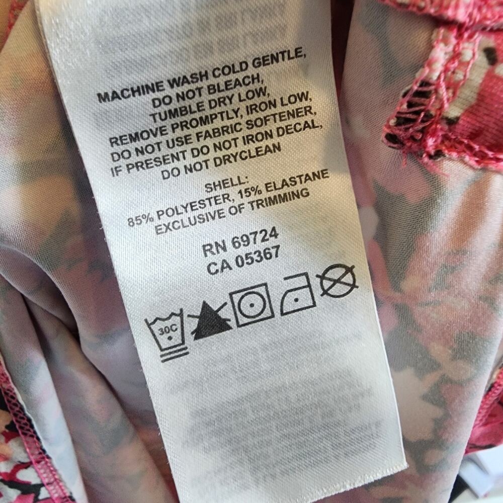 Columbia Women's XL Omni-Wick Floral T-Shirt Dress Pink Green Beige - Picture 4 of 4
